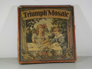 Antique Triumph Mosaic Craft Set Game Board W/ Foil Marbles