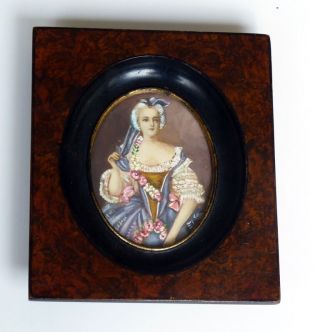 Vintage Hand Painted Miniature.  Wooden Frame.  Signed.  I Have More Listed