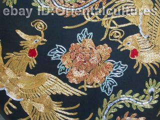 Chinese 100 hand embroidered silk suzhou embroidery: golden Double phenix 4
