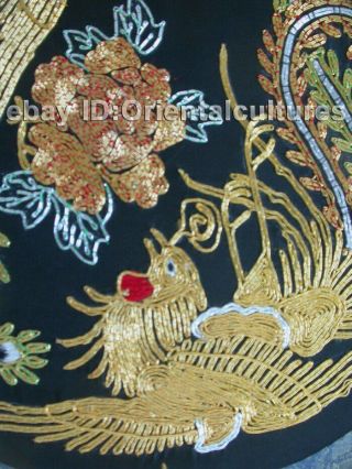 Chinese 100 hand embroidered silk suzhou embroidery: golden Double phenix 6