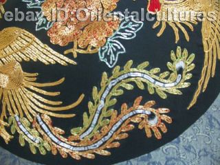 Chinese 100 hand embroidered silk suzhou embroidery: golden Double phenix 7