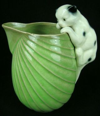 Vintage Art Deco German Erphila Fayence Ceramic Creamer Cat Handle Milk Pitcher