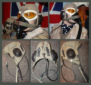 Wwii German Luftwaffe Flight Helmet With Goggles Rare