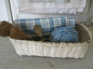 19th Century Primitive Dry White Paint Basket Great American Find Aafa