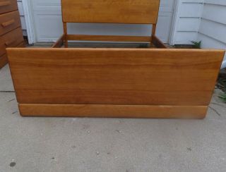 Mid Century Modern Heywood Wakefield Style Small Bedroom Set Bed 3 Drawer Chest 3