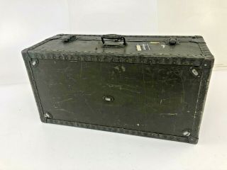 Vintage WOOD FOOT LOCKER w Tray military US army trunk chest Green storage wwii 7