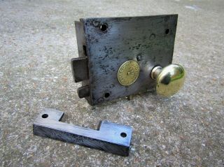 Salvaged Victorian Thumb Door Rim Lock Brass Handle Keep W Bissell Wolverhampton