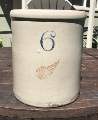 Red Wing 6 Gallon Stoneware Crock - 4” Wing