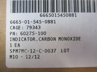 Engineered Air Systems Carbon Monoxide Indicator Detector p/n 60275 - 100 4