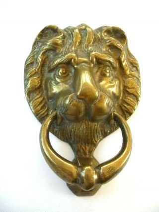 Antique Brass Door Knocker Lions Head Solid Piece
