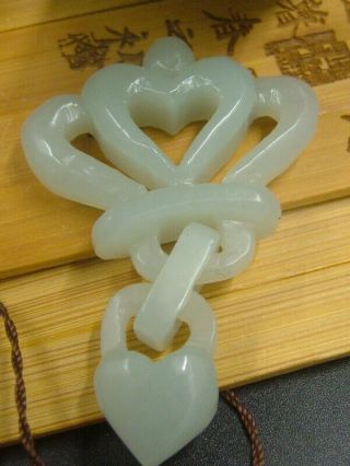 Antique Chinese Nephrite Celadon - Hetian - Jade Hollow Lover Statues/pendant