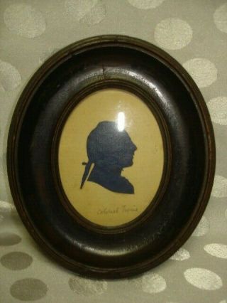 Antique Miniature Portrait Picture Revolutionary War ? Colonel Silhouette Signed