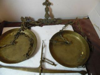 Brass? Metal Decorative Hanging Balance Scales 2 Tops 2 dishes 2