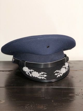 Vintage Usaf Us Air Force Officer Service Dress Blues Hat Cap Bernard Sz 7.  5