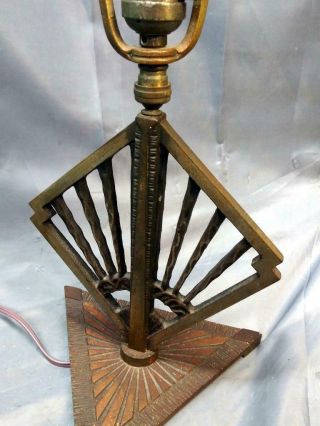 Antique Old Art Deco Cast Iron Table Lamp Light Fixture by Hubley 4