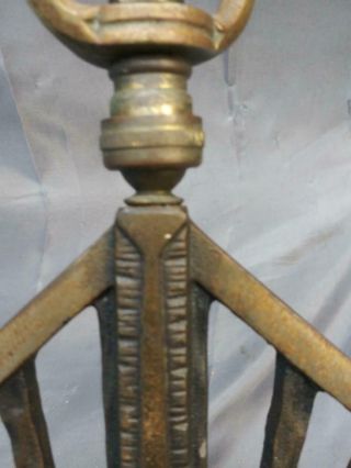 Antique Old Art Deco Cast Iron Table Lamp Light Fixture by Hubley 7