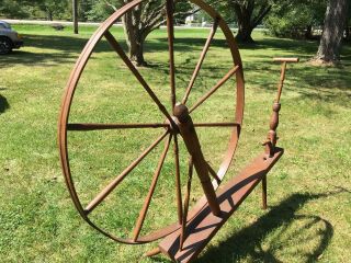 Large Handmade Antique Spinning Wheel