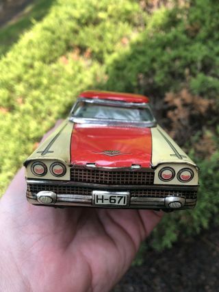 Vintage SEDAN DeVILLE Cadillac Yonezawa ? Japan Friction Tin Toy Car 4