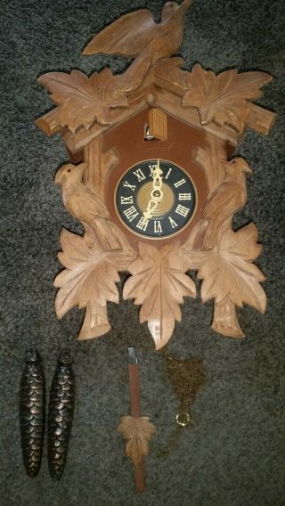 Vintage Black Forest Cuckoo Clock West Germany Or Repairs 1