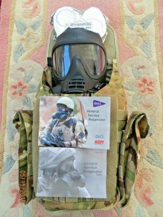 British Army Gsr Gas Mask (size 2/2),  Filters & Good Gsr Haversack