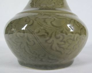 Meiji Taisho Seiji Tobai Chinese Style Incised Carved Celadon Bottle Vase yqz 5