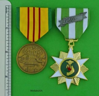 Vietnam Campaign Medal & Vietnam Service Medal - Full Size Made In The U.  S.  A.