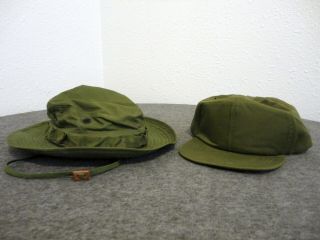 Set Vietnam War Us Army Military - Hot Weather Cap Sz 7 1/4 & Jungle Hat Sz 6 3/4