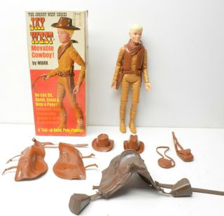 Marx Vintage Johnny West Cowboy Action Figure Jay West W Box,  Accessories