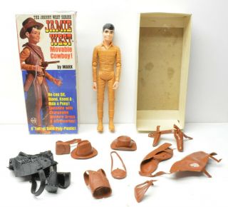 Marx Vintage Johnny West Cowboy Action Figure Jamie West W Box,  Accessories