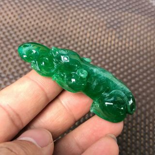 Rare Chinese Zodiac Green Jadeite Jade Handwork Collectible Mouse & Ruyi Pendant