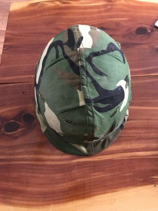 Us Post Ww2 Vietnam War Era Steel Pot Helmet With Liner Green Camouflage