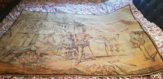 Large French Vintage Woven Handmade Tapestry Wall Hanging Bed Table Runner Rug