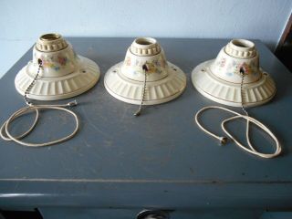 Vintage Set/3 Porcelain Porcelier Wall/ceiling Light Fixtures Euc