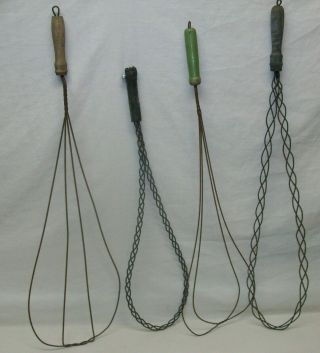 4 Antique Carpet,  Rug Beaters (metal With Wood Handles) Vintage 25 " To 32 " Long