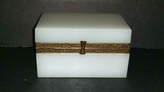 Antique French White OPALINE GLASS ORMOLU CASKET BOX 2