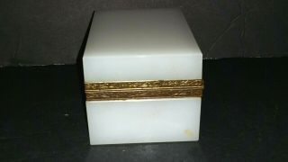 Antique French White OPALINE GLASS ORMOLU CASKET BOX 3
