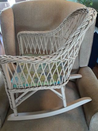 Vintage Wicker Child Rocking Chair Intricate Detail Rocker Antique 7