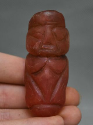 2.  6 " Ancient Hongshan Culture Old Red Crystal Carved Sun God Man Pendant Statue