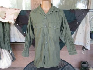 1968 Vietnam War Og - 107 Cotton Sateen Utility Fatigue Shirt,  Large,  16.  5