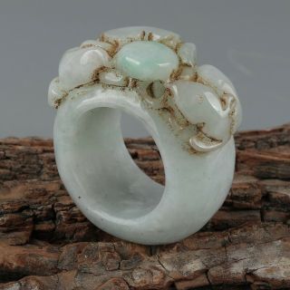 Chinese Exquisite Hand - Carved Jadeite Jade Ring