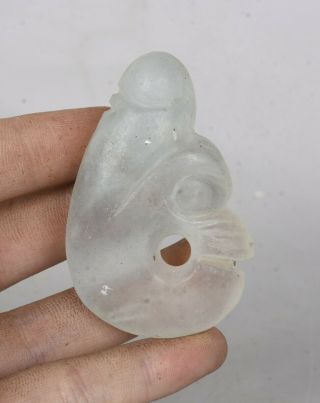 2.  4 " Chinese Hongshan Culture Old Crystal Carved " Dragon Cicada " Amulet Pendant