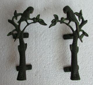 Vintage Style Rare Bird On Tree Metal Brass Handcrafted Door Handle Pulls