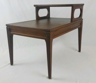 Mid Century Modern Mersman 2 Tier Step Walnut Wood Side End Table Vintage