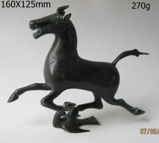 Oriental Rare Exquisite Old Chinese Bronze Statue Horse Fly Swallow Figures