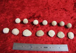 14 Civil War Dug 69 Caliber Confederate Round Balls 7 Fired - 7 Dropped