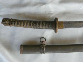World War II Japanese Naval/Army (?) Samurai Sword with Steel Scabbard 7