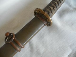 World War II Japanese Naval/Army (?) Samurai Sword with Steel Scabbard 9