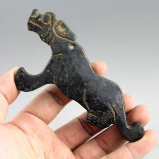 4.  9  Chinese Hongshan Culture Old Jade Hand - Carved Beast Amulet Pendant 0761
