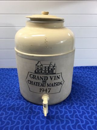 Large Corona Stoneware Crock Water Spout 1947 Grand Vin De Chateau Maison 17”
