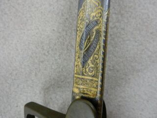 RARE STUNNING WW 1 IMPERIAL GERMAN OFFICERS DAMASCUS SWORD WITH GOLD ENGRAVING 11
